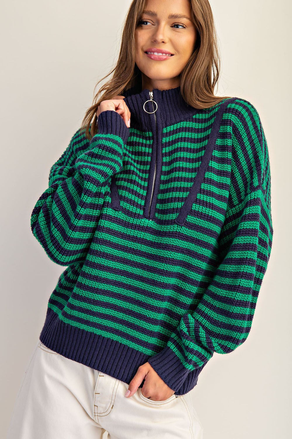 Forest Navy Half Zip Sweater