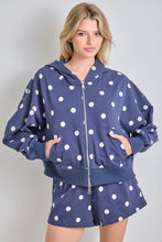 Load image into Gallery viewer, Navy/Cream Polka Dot Sweat Set