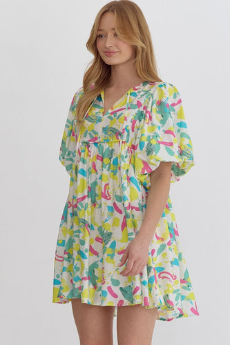 Lemon Brushstroke Dress