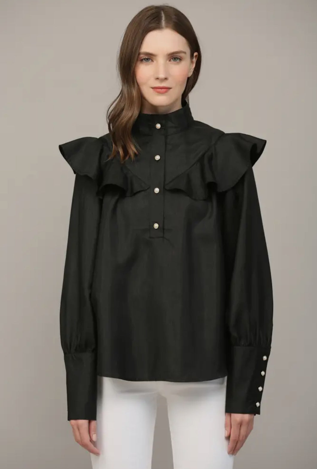 Ruffle Detail Blouse Black