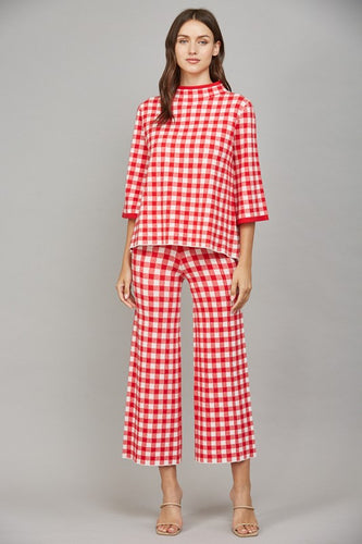 Gingham Mock Neck Sweater Set