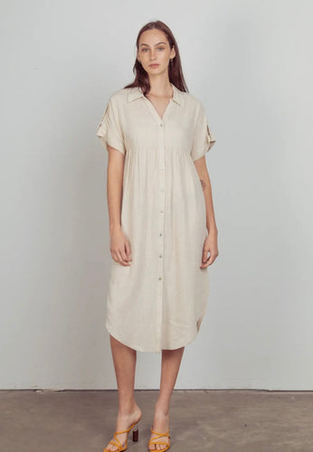 Trisha Linen Midi Dress Oat