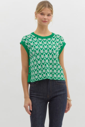 Cream Detail Sweater Green