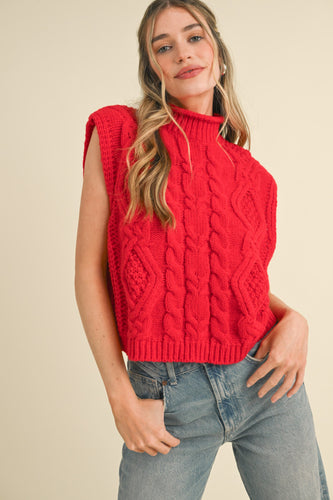 Warm Cable Knit Sweater Vest