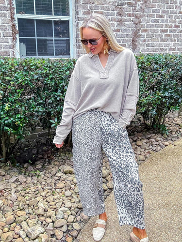 Mixed Leopard Barrel Pants
