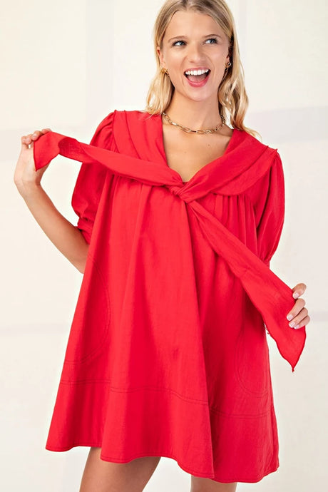 Ellie Red Tie Front Dress