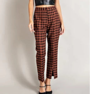 Terracotta Plaid Ankle Pants