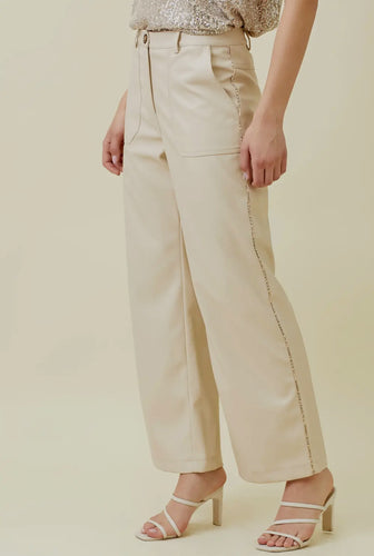 Cream Pleather Pants
