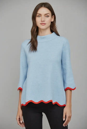 Scalloped Detail Sweater Blue
