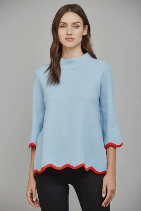 Scalloped Detail Sweater Blue