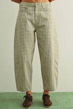 Load image into Gallery viewer, Olive Mist Checkered Barrel Pants