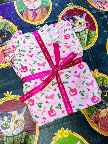 Mary Square Holiday Cocktails Pajama Pant Set