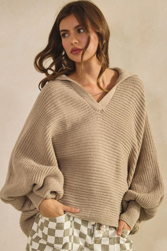 Vintage Relaxed Ribbed Sweater Taupe