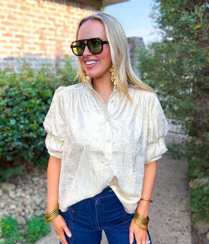 Gold Short Sleeve Blouse