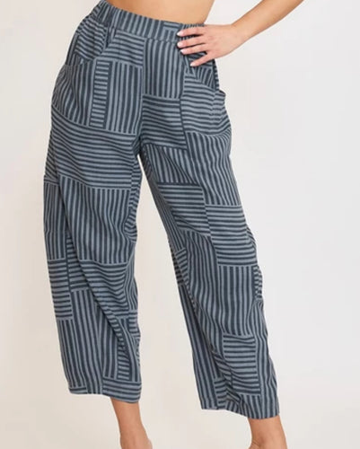 Navy Striped Barrel Jeans