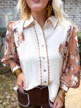 Load image into Gallery viewer, Button Down Mocha Detail Top