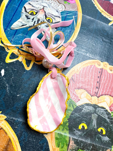 Pink Stripe Oyster Ornament