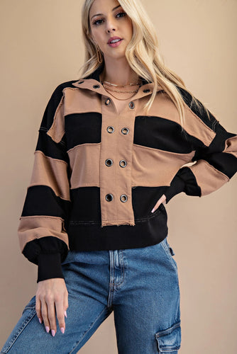 Brown Rugby Striped Sweatshirt