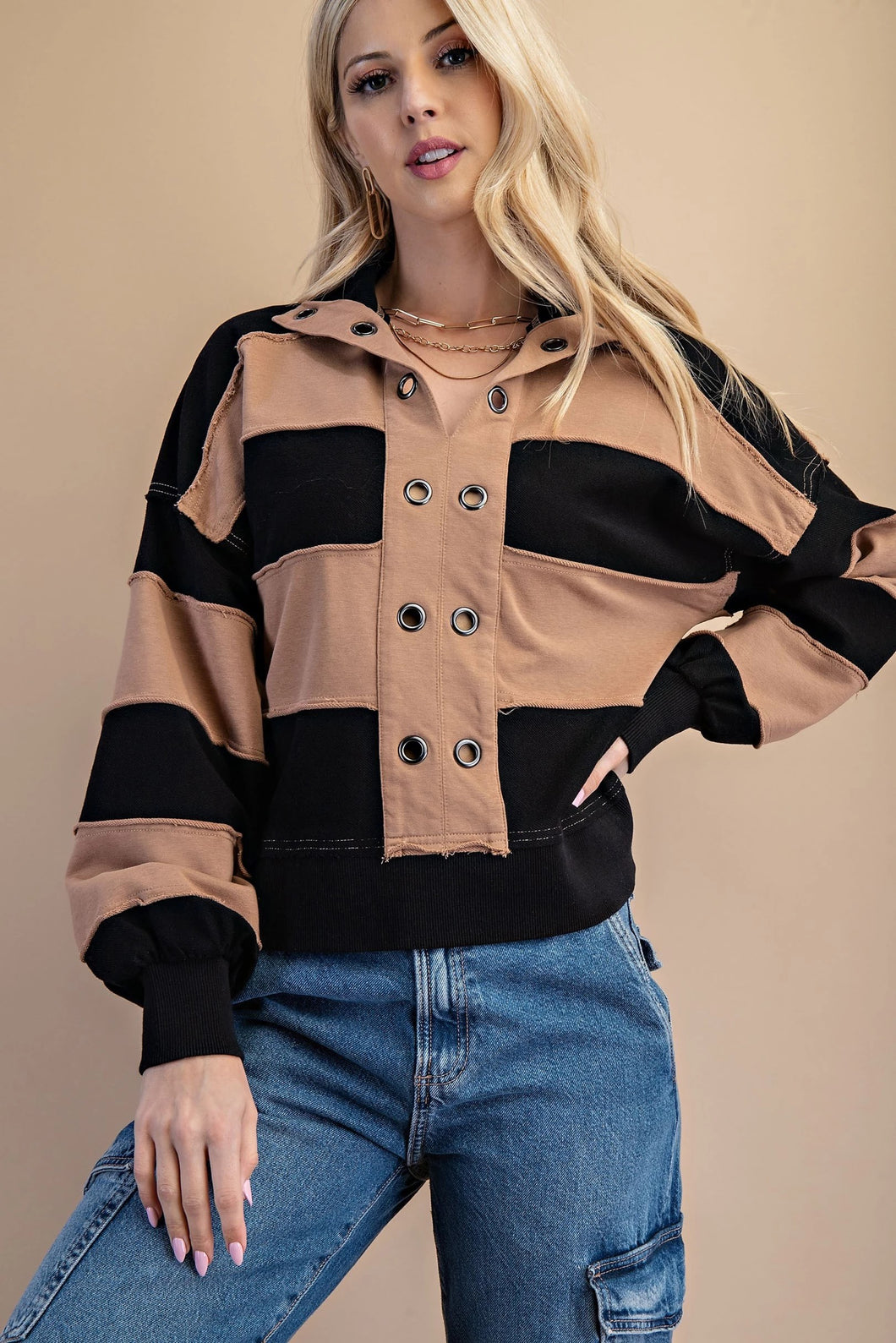 Brown Rugby Striped Sweatshirt