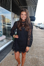 Load image into Gallery viewer, Black Lace Mini Dress