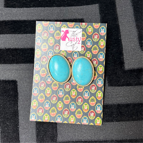 Turquoise Oval Studs