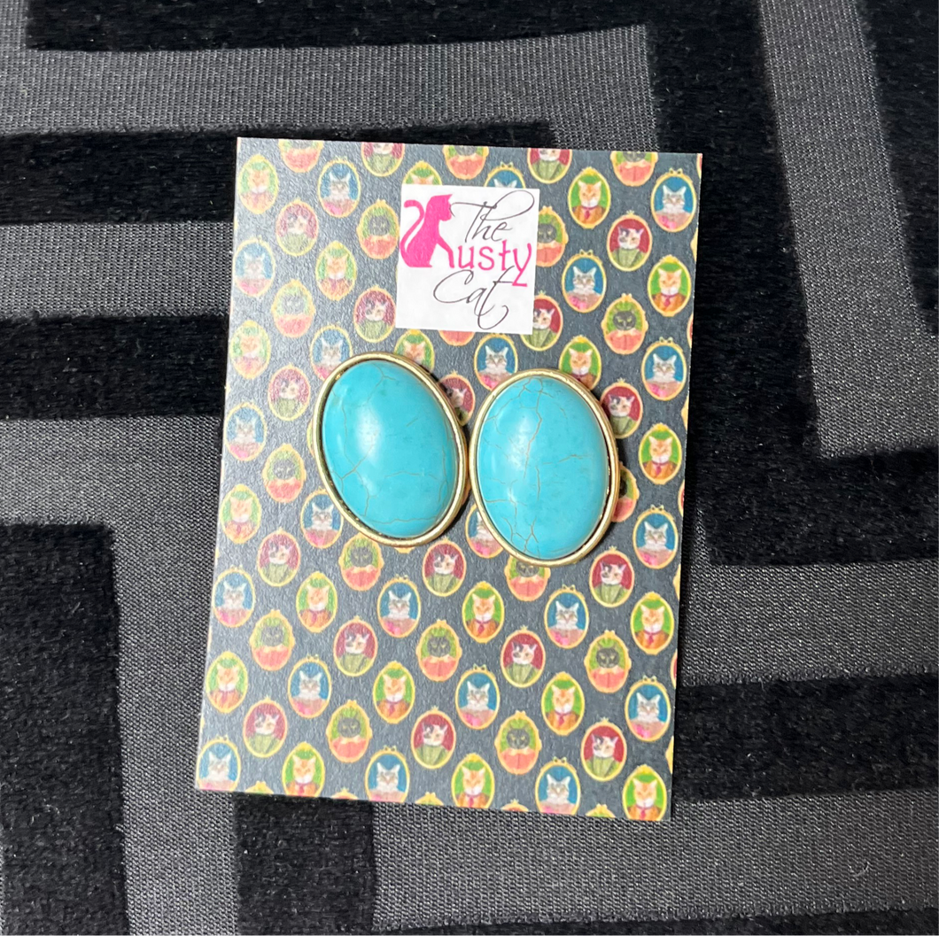 Turquoise Oval Studs