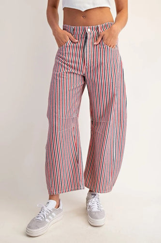 Mineral Striped Barrel Pants Rouge