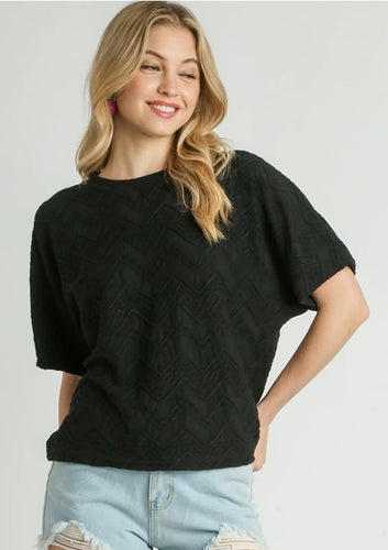 Shelly Textured Top Black