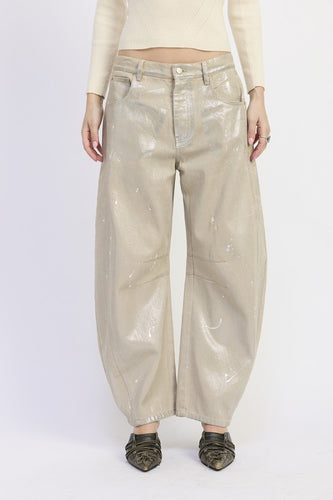 Metallic Barrel Pants