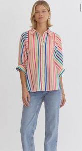 Poppy Button Down Striped Blouse
