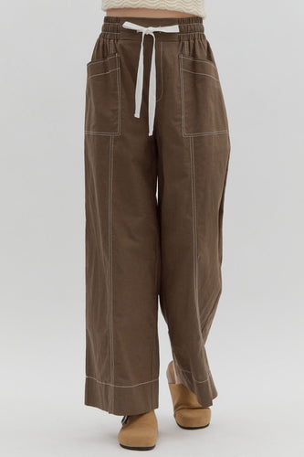 Franklin Tie Waist Pants Brown