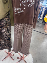 Load image into Gallery viewer, Brown Gingham Ruffled Hem Pants