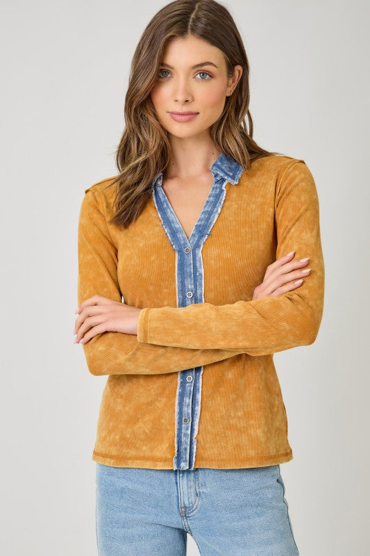 Washed Ribbed Thermal Pumpkin