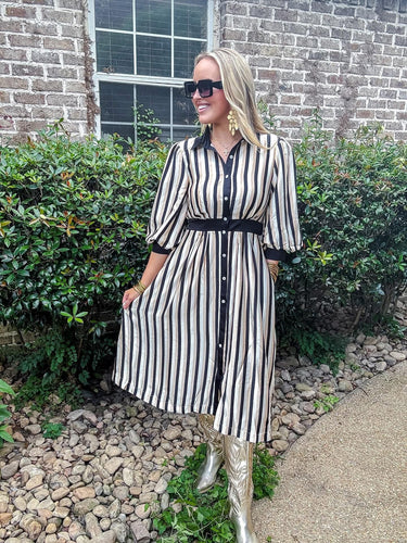 Stripes & Buttons Midi Sand