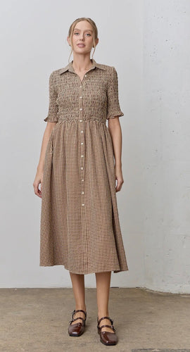 Gingham Button Midi