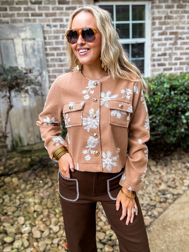 Classy Camel Embroidered Jacket