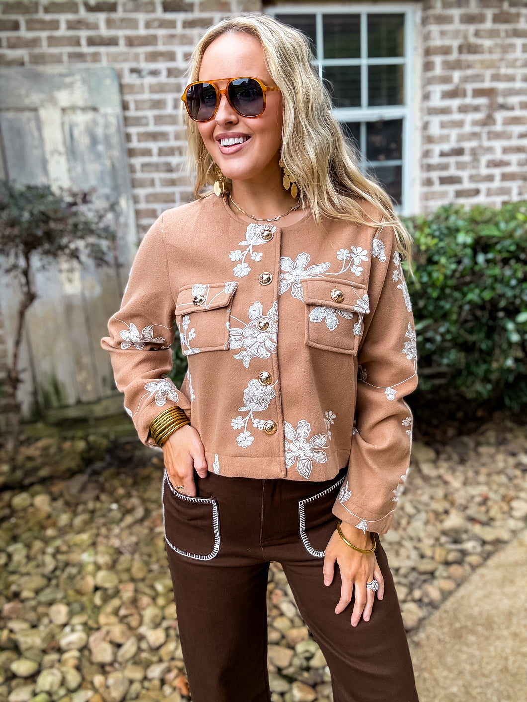Classy Camel Embroidered Jacket