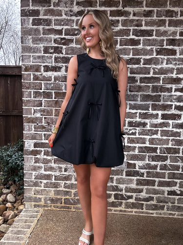 Ava Bow Bubble Dress Black