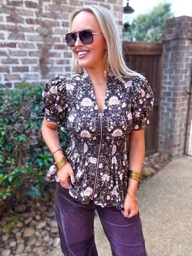 Chocolate Florals Top