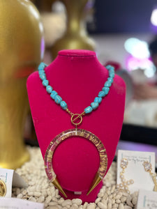 Gold Spike Turquoise Necklace