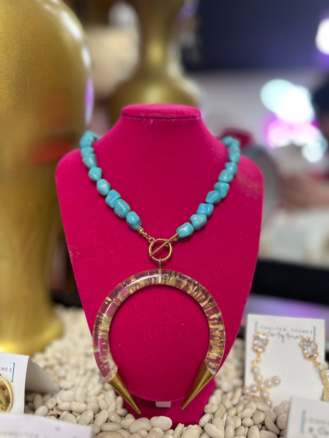 Gold Spike Turquoise Necklace