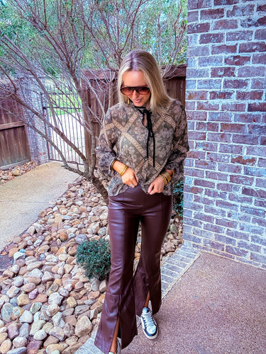 Flare Leather Pants Coffee