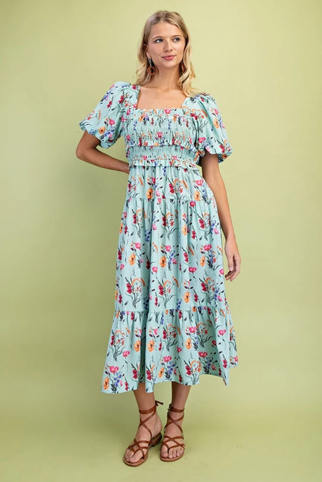Mint Floral Midi