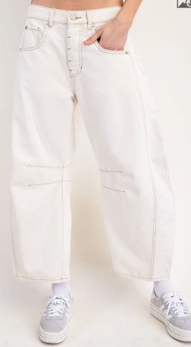 Cream Barrel Jeans