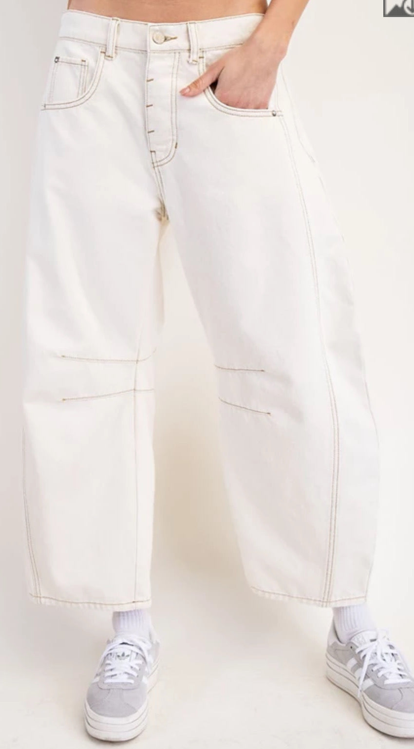 Cream Barrel Jeans