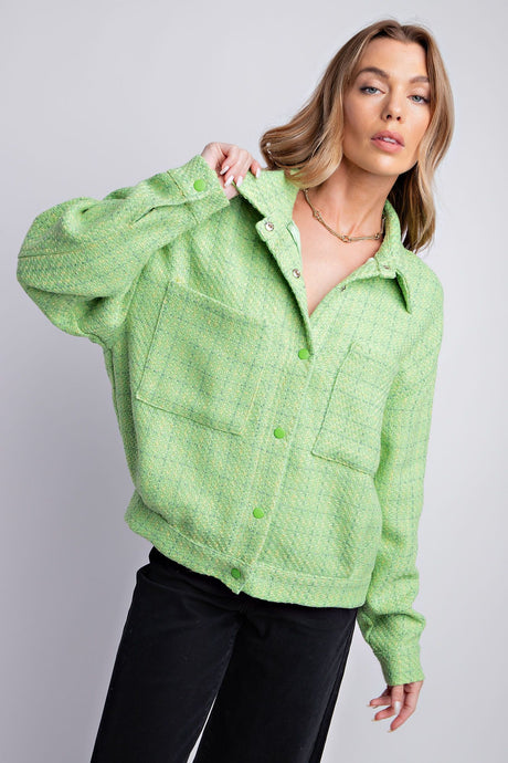 LimeButton Down Tweed Jacket