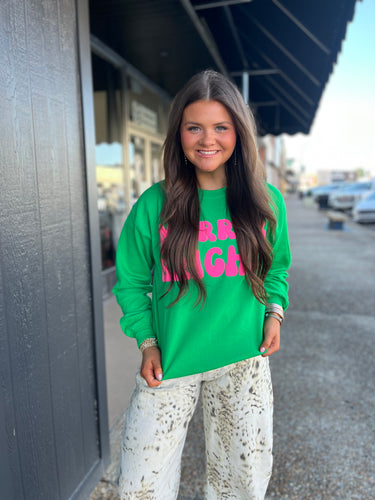 Merry and Bright Green Sweatshirt
