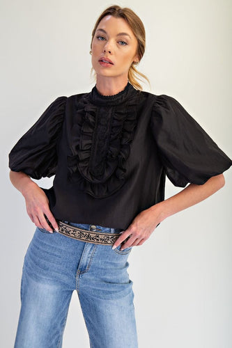Bubble Sleeve Blouse Black