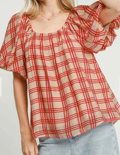 Red Pleated Top