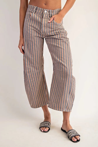 Mineral Striped Barrel Pants Sienna